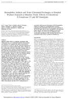Hemoglobin Adducts and Sister Chromatid Exchanges in Hospital Workers Exposed to Ethylene Oxide Effects of Glutathione STransferase T1 and M1 Genotypes