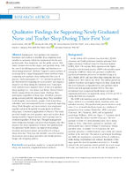 Qualitative Findings for Supporting Newly Graduated Nurse and Teacher Sleep During Their First Year