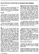 Cultural Barriers To Health Care For Southeast Asian Refugees