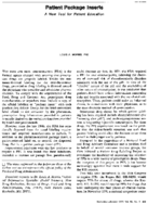 Patient Package Inserts A New Tool For Patient Education