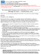 Recommended immunization schedules for persons aged 0 through 18 years  United States 2011