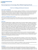Increasing Cancer Screening Mass Media Targeting Clients for Breast Cervical and Colorectal Cancers