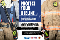 Portable Radio Placement during Interior Firefighting Protect Your Lifeline poster F202403P