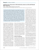 Late Pregnancy Exposures to Disinfection Byproducts and GrowthRelated Birth Outcomes