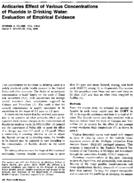 Anticaries Effect Of Various Concentrations Of Fluoride In Drinking Water Evaluation Of Empirical Evidence