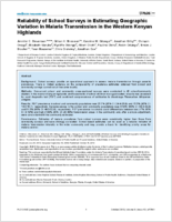 Reliability of School Surveys in Estimating Geographic Variation in Malaria Transmission in the Western Kenyan Highlands