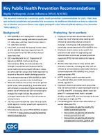 Key Public Health Prevention Recommendations  Highly Pathogenic Avian Influenza HPAI AH5N1