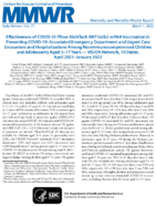 Effectiveness of COVID19 PfizerBioNTech BNT162b2 MRNA Vaccination in Preventing COVID19associated Emergency Department and Urgent Care Encounters and Hospitalizations Among Nonimmunocompromised Children and Adolescents Aged 517 Years  VISION Network 10 States April 2021January 2022