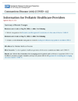 Information for Pediatric Healthcare Providers Updated May 20 2020