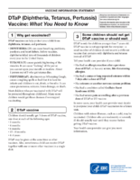 DTaP Diphtheria Tetanus Pertussis vaccine  what you need to know