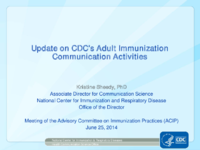 Update on CDCs adult immunization communication activities