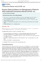 Interim Clinical Guidance for Management of Patients with Confirmed Coronavirus Disease COVID19 March 7 2020