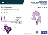 TX Congressional District 18 Stroke and Federally Qualified Health Centers Map 119th Congress