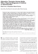 Alternative Therapies Among Adults with a Reported Diagnosis of Asthma or Rhinosinusitis Data from a PopulationBased Survey