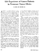 Life experience of cancer patients in Tennesee tumor clinics