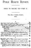Public Health Reports  v XXII part I from July to December inclusive 1906  index