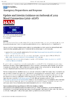 Update and Interim Guidance on Outbreak of 2019 Novel Coronavirus 2019nCoV February 1 2020