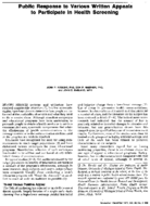 Public Response To Various Written Appeals To Participate In Health Screening