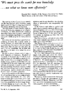 We must press the search for new knowledge use what we know more effectively