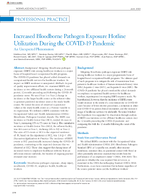 Increased Bloodborne Pathogen Exposure Hotline Utilization During the COVID19 Pandemic An Unexpected Phenomenon