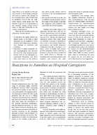 Reactions to Families as Hospital Caregivers An Education Perspective