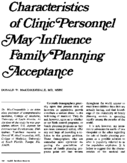 Characteristics Of Clinic Personnel May Influence Family Planning Acceptance