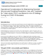 Operational Considerations for Maintaining Essential Services and Providing Prevention Care and Treatment for Tuberculosis TB in LowResource NonUS Settings During the COVID19 Pandemic