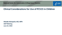 Clinical considerations for use of PCV15 in children