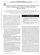 Mining Tenure and Job Duties Differ Among Contemporary and Historic Underground Coal Miners with Progressive Massive Fibrosis
