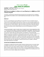 CDC recommendations for state and local planning for a 2009 novel H1N1 influenza program