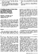 Providing Access To Home Care For Disabled Children Minnesotas Medicaid Model Waiver Program