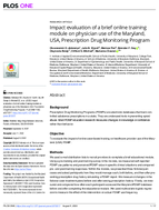 Impact Evaluation of a Brief Online Training Module on Physician Use of the Maryland USA Prescription Drug Monitoring Program
