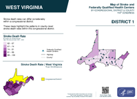 WV Congressional District 01 Stroke and Federally Qualified Health Centers Map 119th Congress