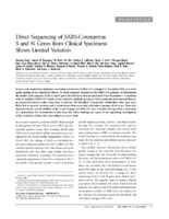 Direct Sequencing of SARSCoronavirus S and N Genes from Clinical Specimens Shows Limited Variation