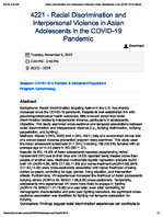 Racial Discrimination and Interpersonal Violence in Asian Adolescents in the COVID19 Pandemic