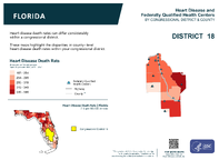 FL Congressional District 18 Heart Disease and Federally Qualified Health Centers Map 118th Congress