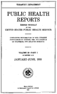 Public Health Reports  v 33 part 1 numbers 126 JanuaryJune 1918  index