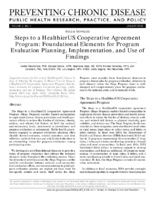 Steps to a HealthierUS Cooperative Agreement Program Foundational Elements for Program Evaluation Planning Implementation and Use of Findings