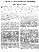 Control of childhood lead poisoning