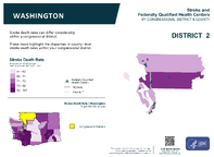 WA Congressional District 02 Stroke and Federally Qualified Health Centers Map 118th Congress