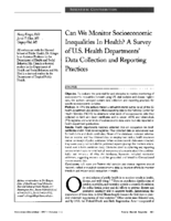 Can we monitor socioeconomic inequalities in health A survey of US health departments data collection and reporting practices