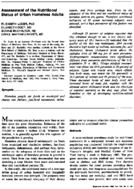 Assessment of the nutritional status of urban homeless adults