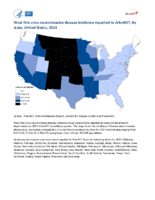 West Nile virus neuroinvasive disease incidence reported to ArboNET by state United States 2013