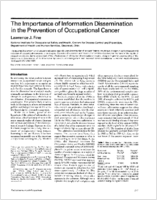 The Importance of Information Dissemination in the Prevention of Occupational Cancer