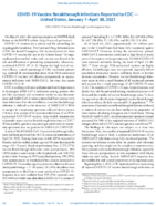 COVID19 Vaccine Breakthrough Infections Reported to CDC  United States January 1April 30 2021