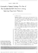 Outreach in natural settings the use of peer leaders for HIV prevention among injecting drug users networks