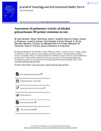Assessment of Pulmonary Toxicity of Inhaled Polycarbonate 3D Printer Emissions in Rats