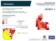 AR Congressional District 04 Heart Disease and Federally Qualified Health Centers Map 118th Congress