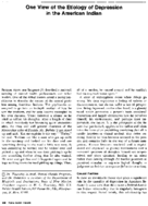 One view of the etiology of depression in the American Indian