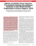 Effects of COVID19 on VaccinePreventable Disease Surveillance Systems in the World Health Organization African Region 2020